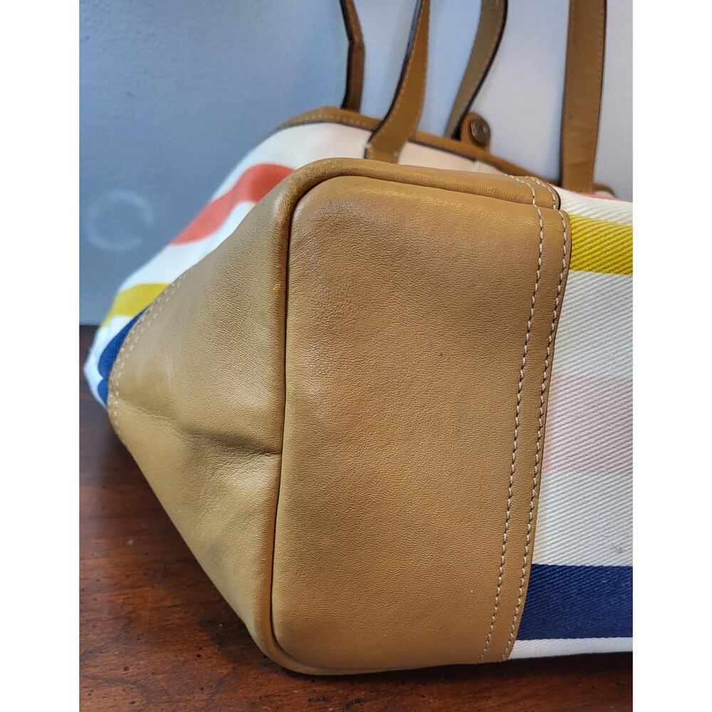 Coach Hadley Multistripe Canvas/Leather Duffle Tote M1382-F30041 - Picture 14 of 16